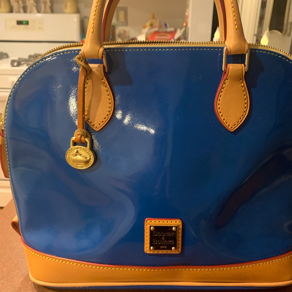 Dooney & Bourke Royal Blue and Tan Satchel
